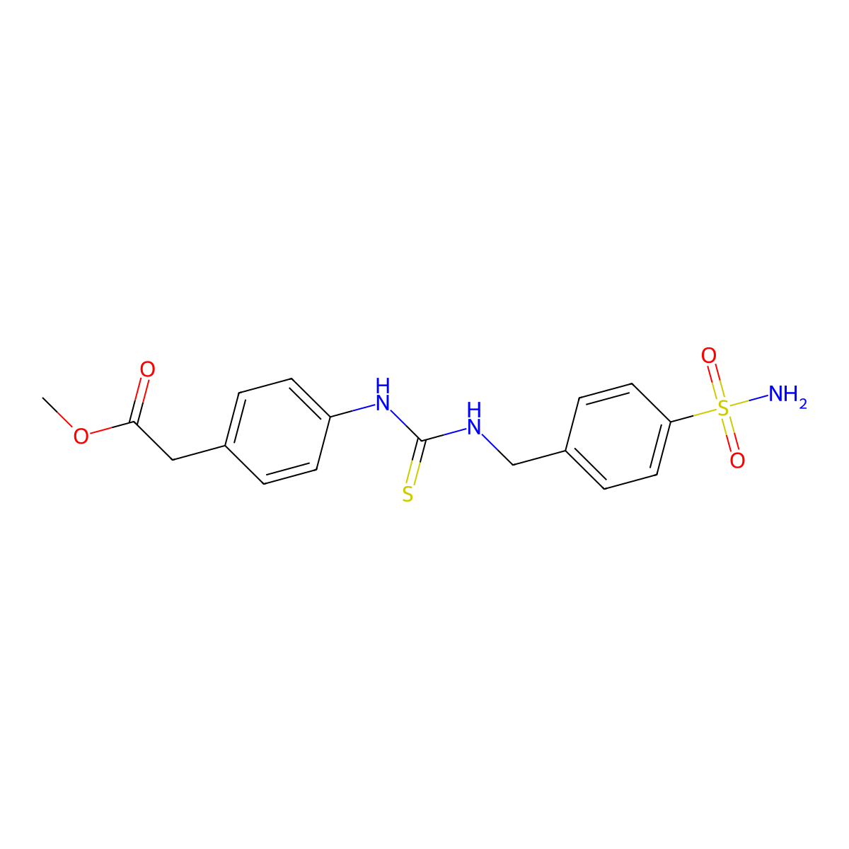 Methyl {4-[({[4-(aminosulfonyl)benzyl]amino}carbonothioyl)amino]phenyl}acetate molecular structure, CAS 516457-46-8