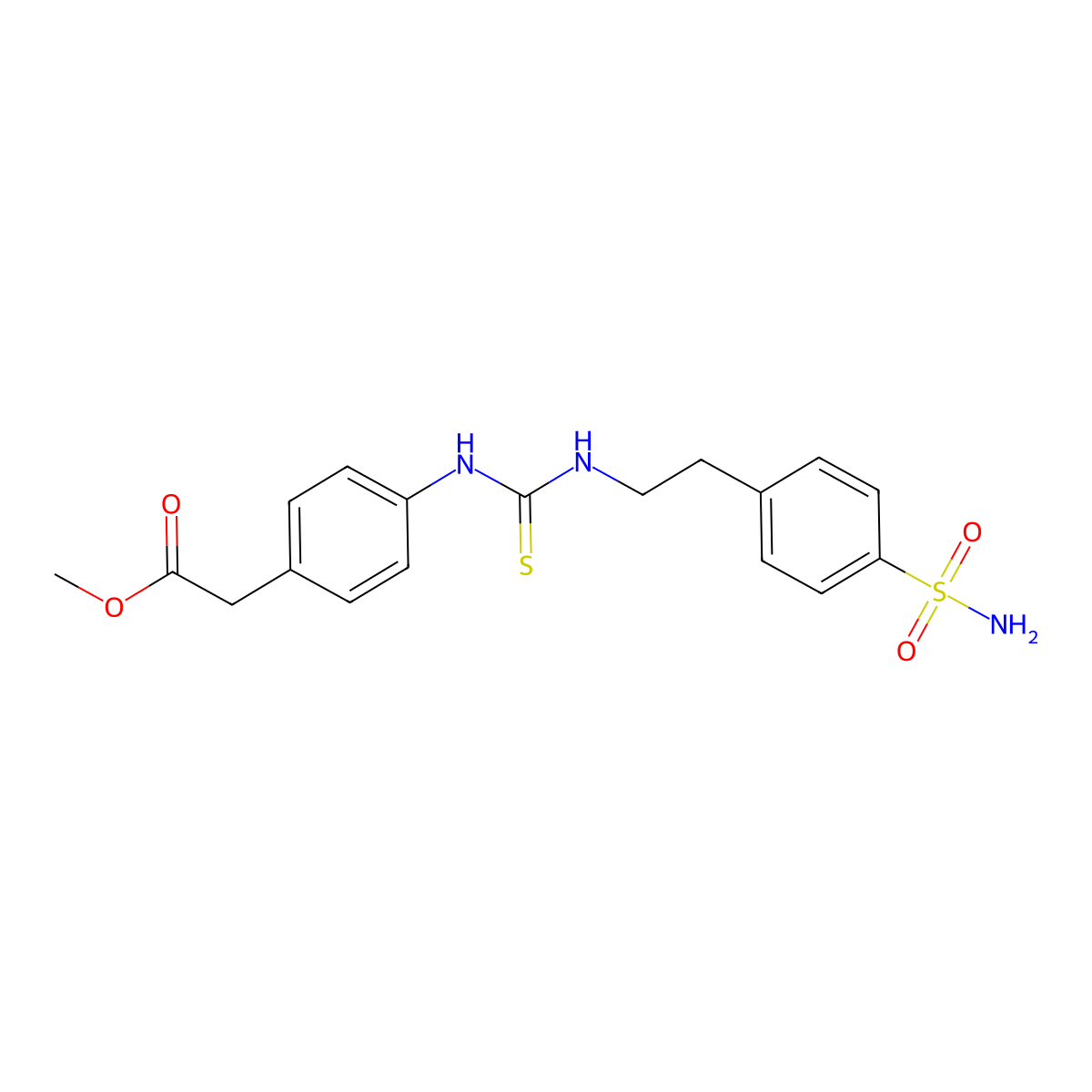 Methyl [4-({[2-(4-sulfamoylphenyl)ethyl]carbamothioyl}amino)phenyl]acetate molecular structure, CAS 516457-50-4