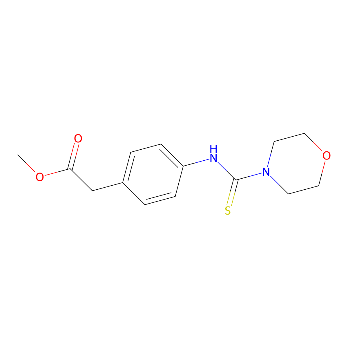 Methyl {4-[(morpholin-4-ylcarbonothioyl)amino]phenyl}acetate molecular structure, CAS 516457-69-5