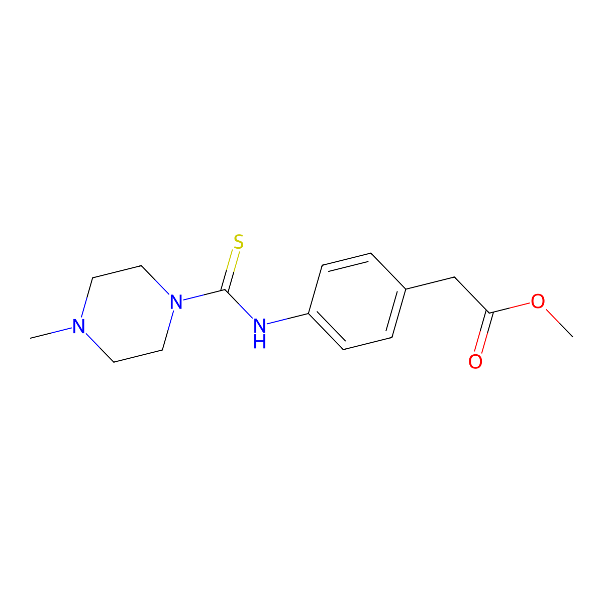 Methyl (4-{[(4-methylpiperazin-1-yl)carbonothioyl]amino}phenyl)acetate molecular structure, CAS 516457-74-2