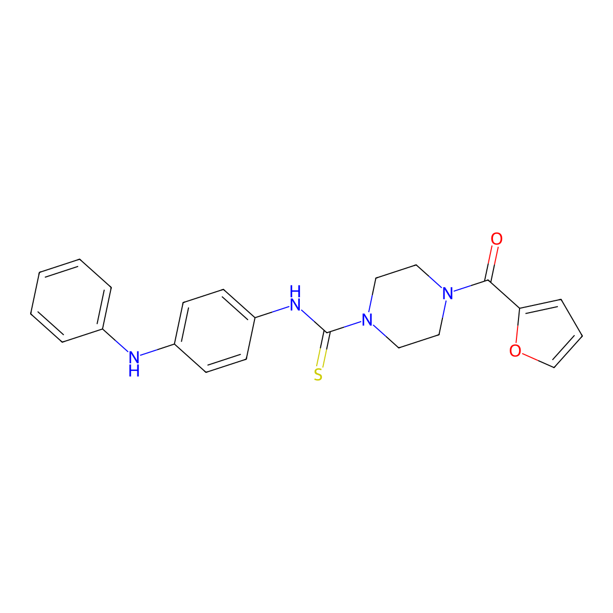 N-(4-anilinophenyl)-4-(furan-2-carbonyl)piperazine-1-carbothioamide molecular structure, CAS 516457-88-8