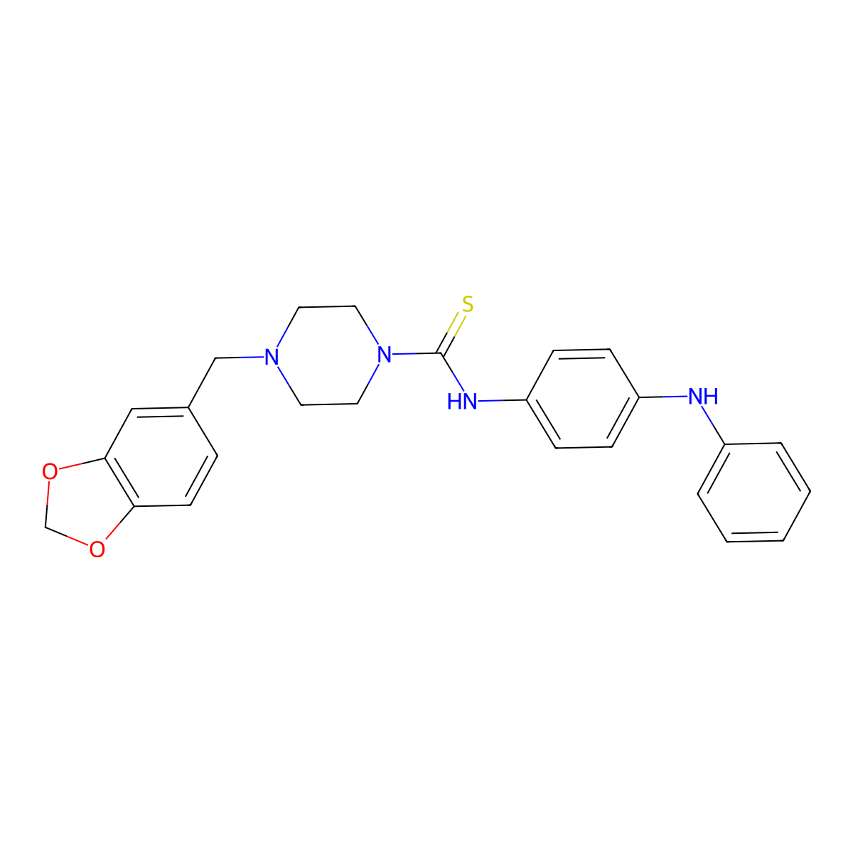 4-(1,3-benzodioxol-5-ylmethyl)-N-[4-(phenylamino)phenyl]piperazine-1-carbothioamide molecular structure, CAS 516457-90-2