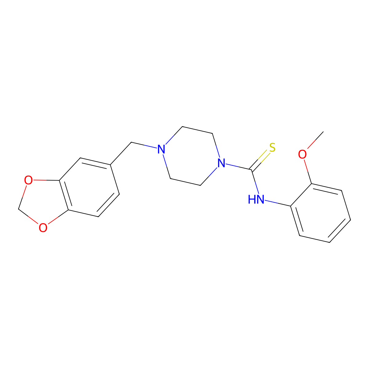 4-(1,3-benzodioxol-5-ylmethyl)-N-(2-methoxyphenyl)-1-piperazinecarbothioamide molecular structure, CAS 516457-93-5