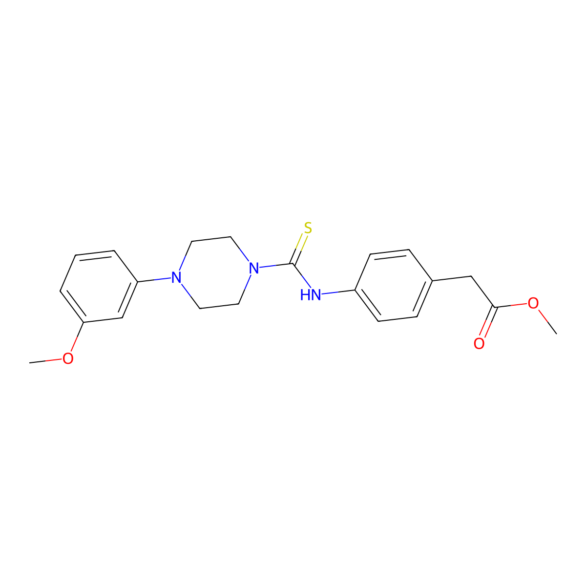 Methyl [4-({[4-(3-methoxyphenyl)piperazin-1-yl]carbonothioyl}amino)phenyl]acetate molecular structure, CAS 516458-02-9
