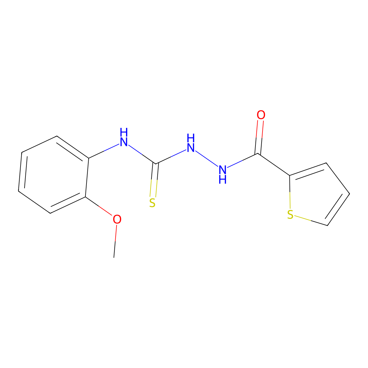 N-(2-methoxyphenyl)-2-(thiophen-2-ylcarbonyl)hydrazinecarbothioamide molecular structure, CAS 516458-34-7