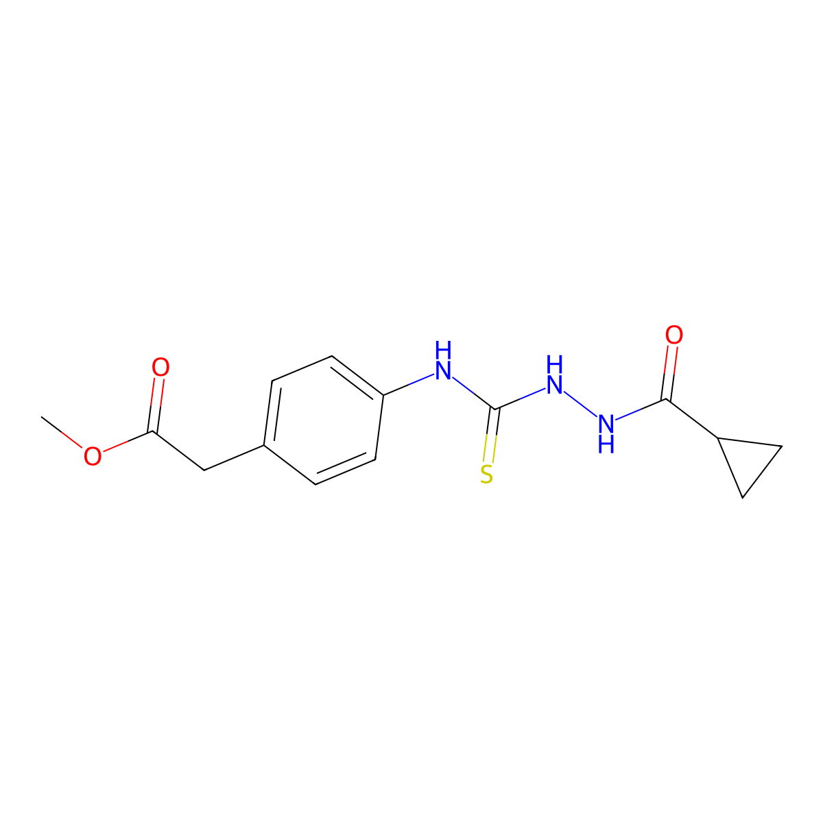 Methyl 2-[4-[(cyclopropanecarbonylamino)carbamothioylamino]phenyl]acetate molecular structure, CAS 516458-36-9