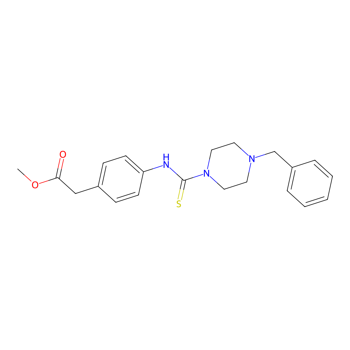 Methyl (4-{[(4-benzylpiperazin-1-yl)carbonothioyl]amino}phenyl)acetate molecular structure, CAS 516458-45-0