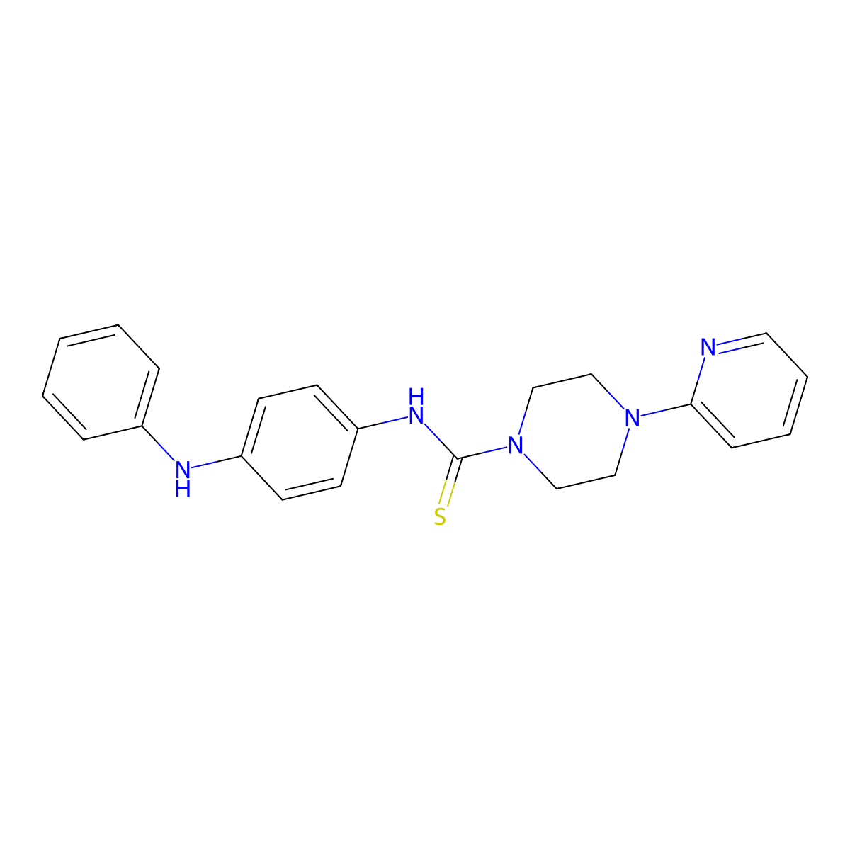 N-(4-anilinophenyl)-4-pyridin-2-ylpiperazine-1-carbothioamide molecular structure, CAS 516458-50-7