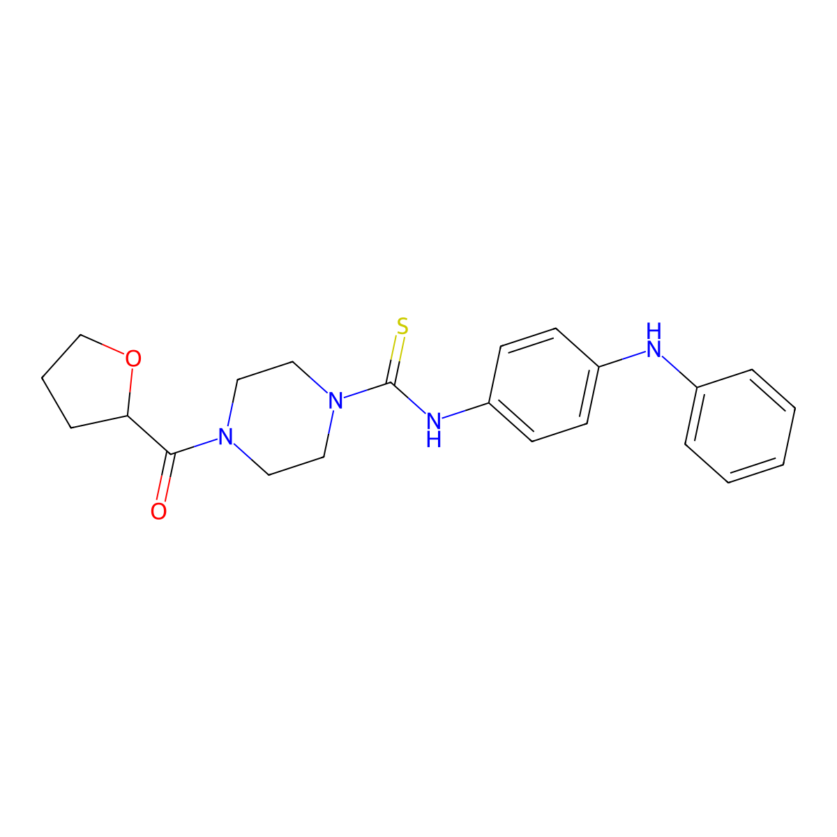 Oxolan-2-yl 4-({[4-(phenylamino)phenyl]amino}thioxomethyl)piperazinyl ketone molecular structure, CAS 516458-54-1
