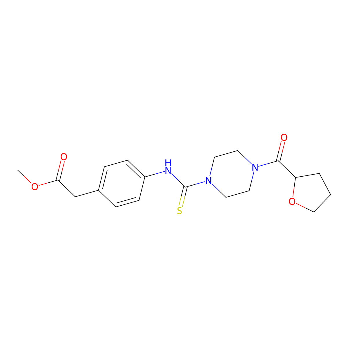 Methyl [4-({[4-(tetrahydrofuran-2-ylcarbonyl)piperazin-1-yl]carbonothioyl}amino)phenyl]acetate molecular structure, CAS 516458-55-2