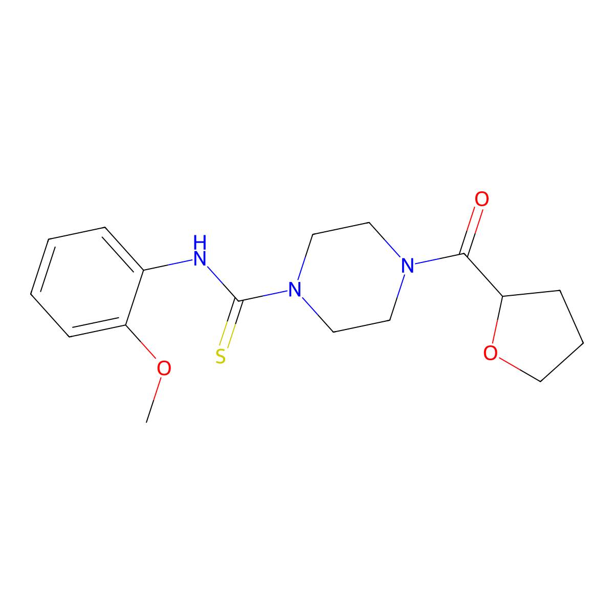 N-(2-methoxyphenyl)-4-(tetrahydro-2-furanylcarbonyl)-1-piperazinecarbothioamide molecular structure, CAS 516458-56-3