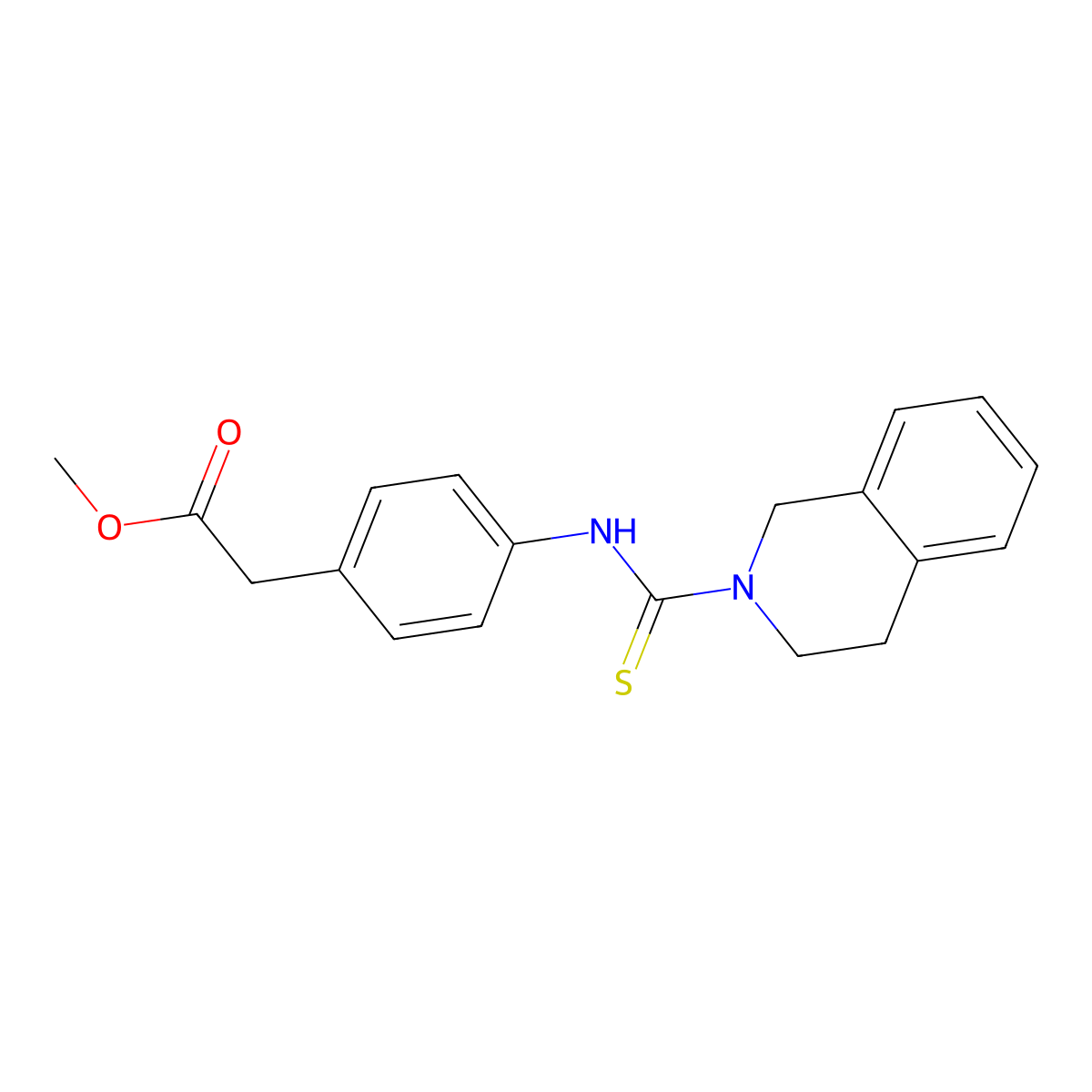 methyl {4-[(3,4-dihydroisoquinolin-2(1H)-ylcarbonothioyl)amino]phenyl}acetate molecular structure, CAS 516458-58-5