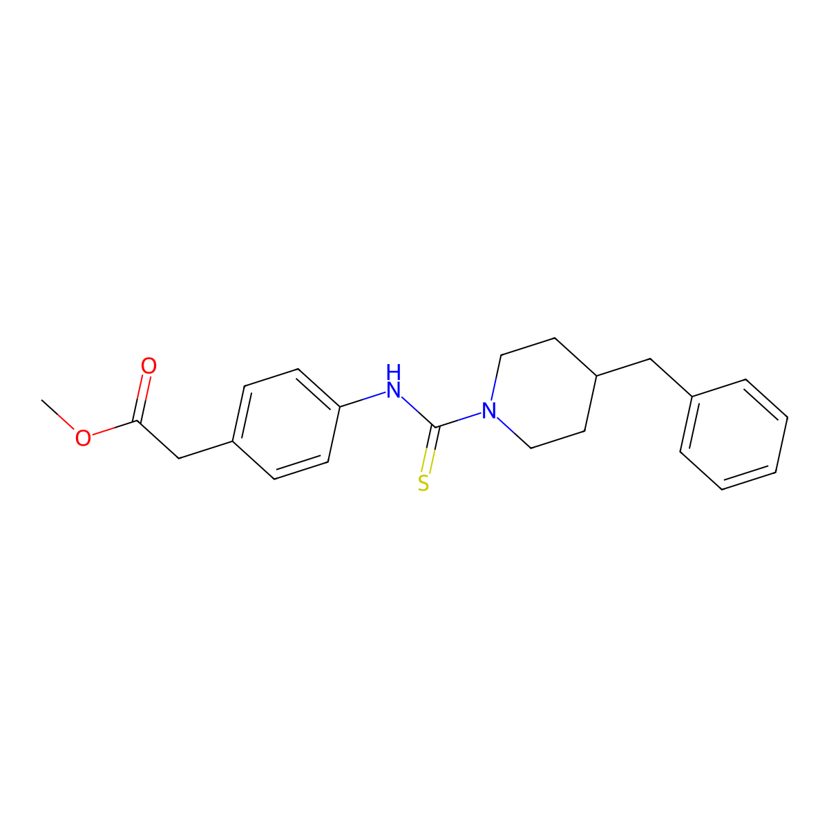 Methyl 2-[4-({[4-benzylpiperidyl]thioxomethyl}amino)phenyl]acetate molecular structure, CAS 516458-60-9