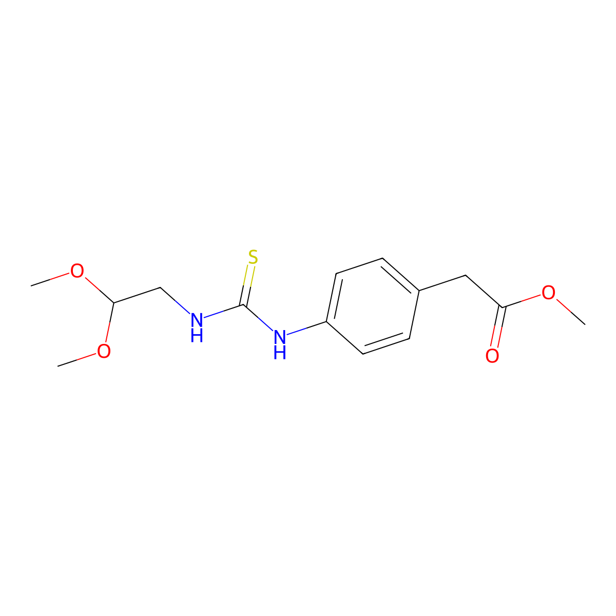 Methyl (4-{[(2,2-dimethoxyethyl)carbamothioyl]amino}phenyl)acetate molecular structure, CAS 516458-64-3