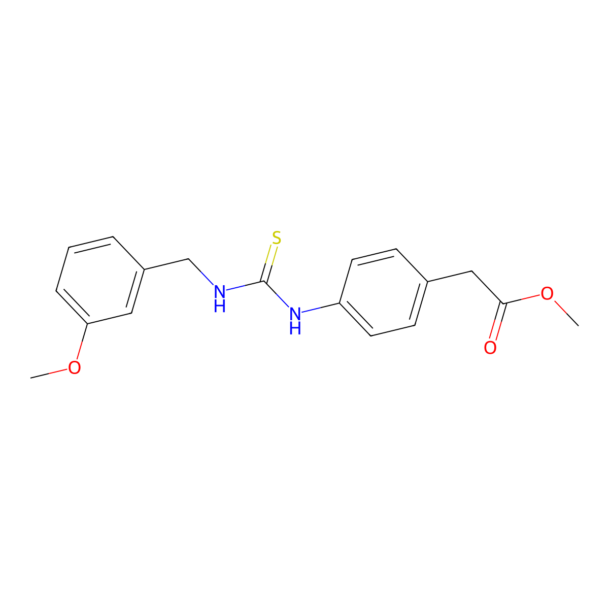 Methyl (4-{[(3-methoxybenzyl)carbamothioyl]amino}phenyl)acetate molecular structure, CAS 516458-69-8