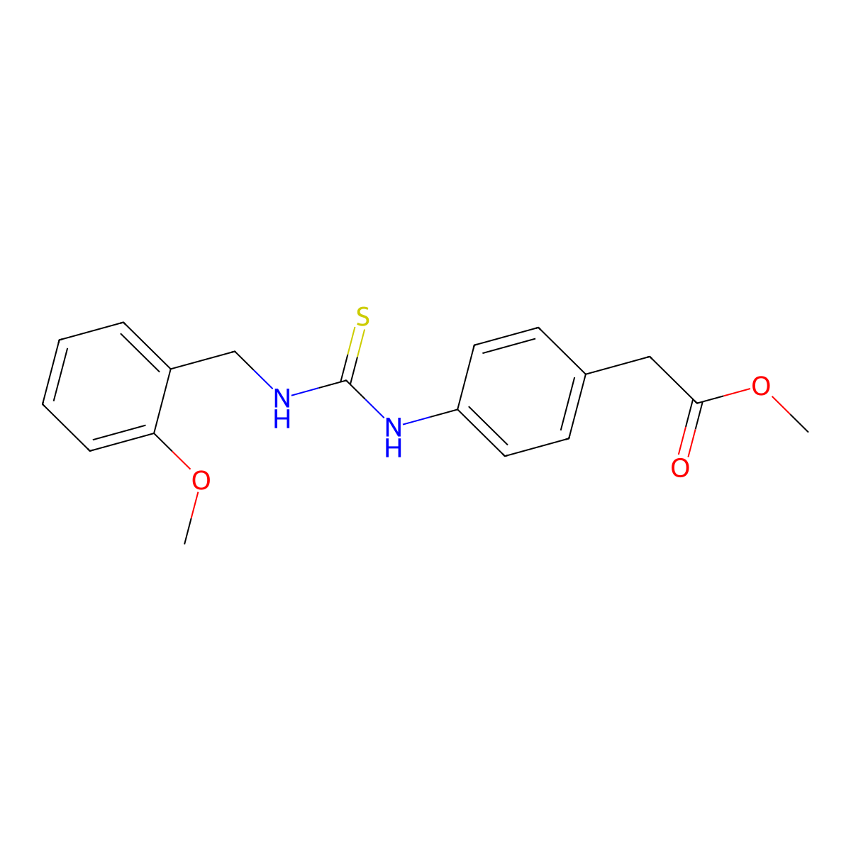 Methyl (4-{[(2-methoxybenzyl)carbamothioyl]amino}phenyl)acetate molecular structure, CAS 516458-72-3
