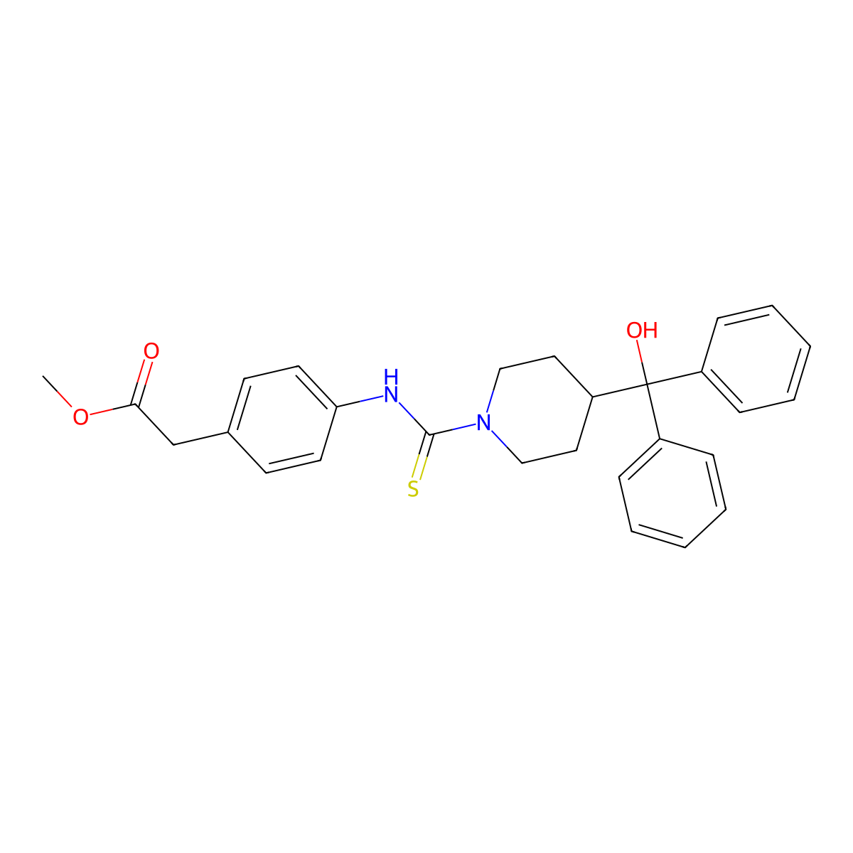 Methyl {4-[({4-[hydroxy(diphenyl)methyl]piperidin-1-yl}carbonothioyl)amino]phenyl}acetate molecular structure, CAS 516458-82-5