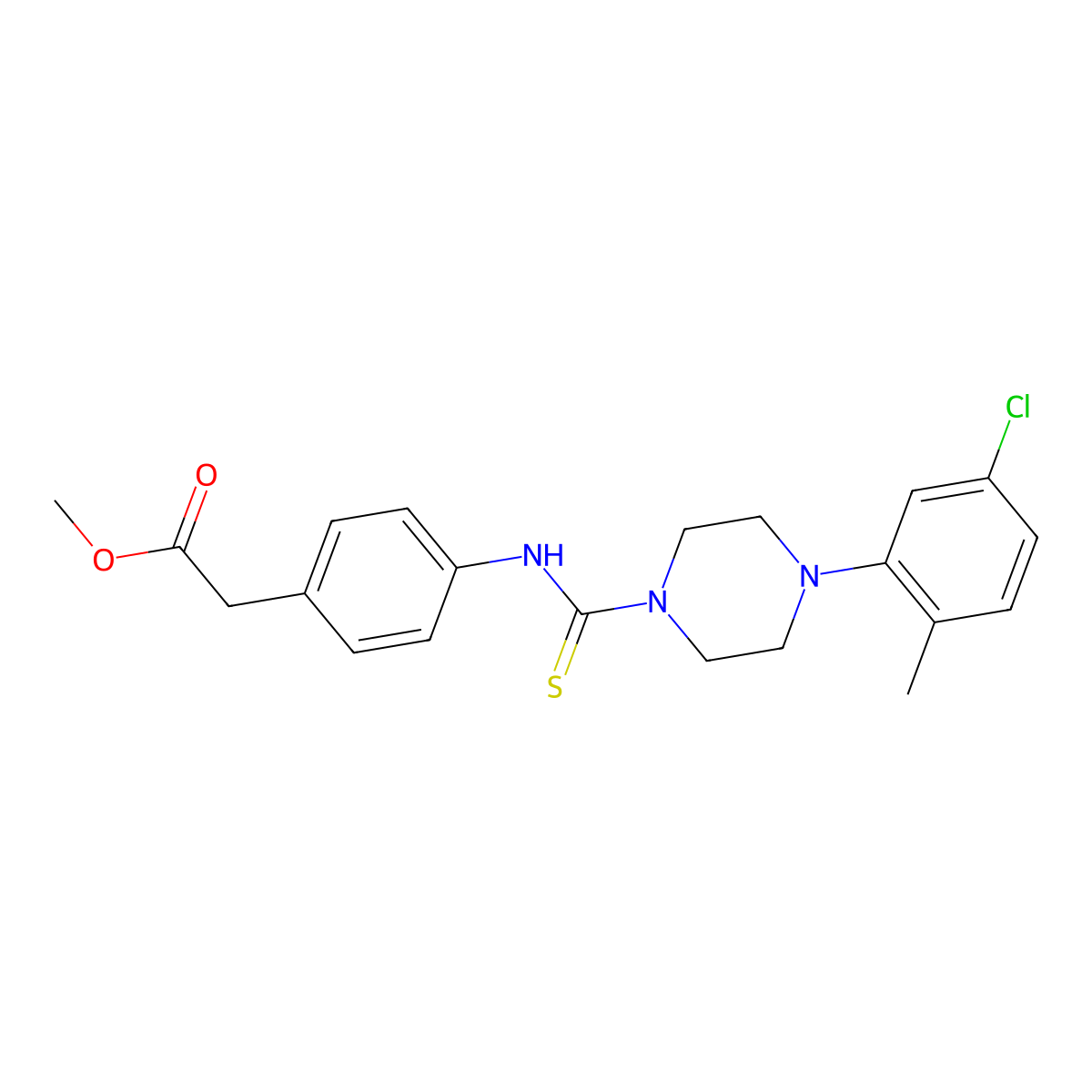 Methyl [4-({[4-(5-chloro-2-methylphenyl)-1-piperazinyl]carbonothioyl}amino)phenyl]acetate molecular structure, CAS 516458-87-0