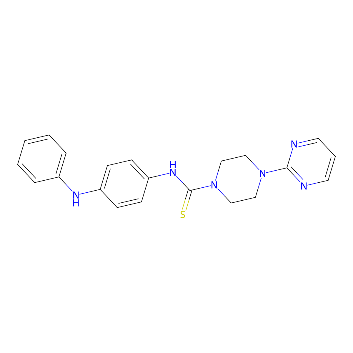 N-(4-anilinophenyl)-4-pyrimidin-2-ylpiperazine-1-carbothioamide molecular structure, CAS 516458-88-1