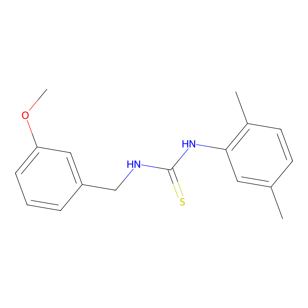 N-(2,5-dimethylphenyl)-N'-(3-methoxybenzyl)thiourea molecular structure, CAS 516459-18-0