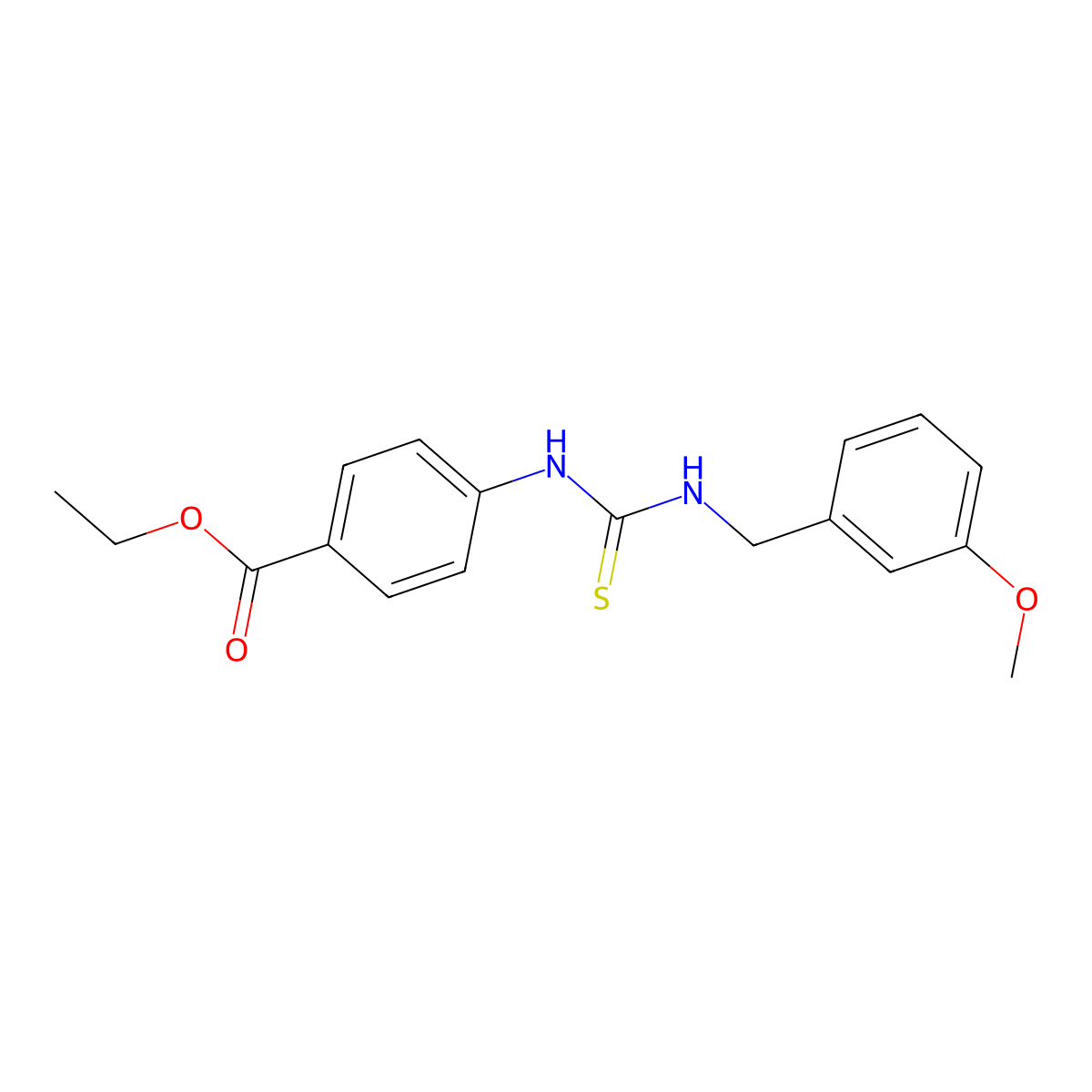 Ethyl 4-{[(3-methoxybenzyl)carbamothioyl]amino}benzoate molecular structure, CAS 516459-23-7