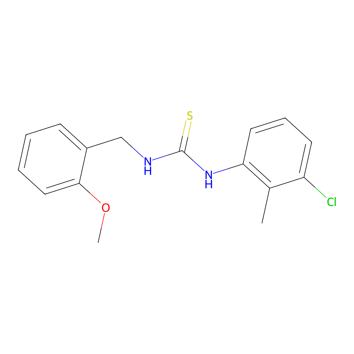 1-(3-Chloro-2-methylphenyl)-3-(2-methoxybenzyl)thiourea molecular structure, CAS 516459-35-1