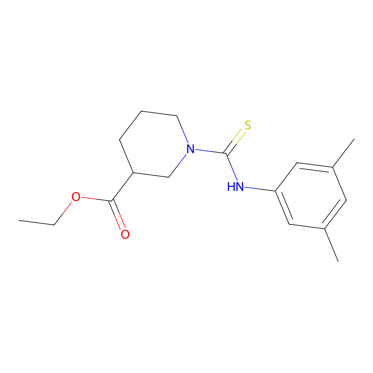Ethyl 1-[(3,5-dimethylanilino)carbothioyl]-3-piperidinecarboxylate molecular structure, CAS 516459-47-5