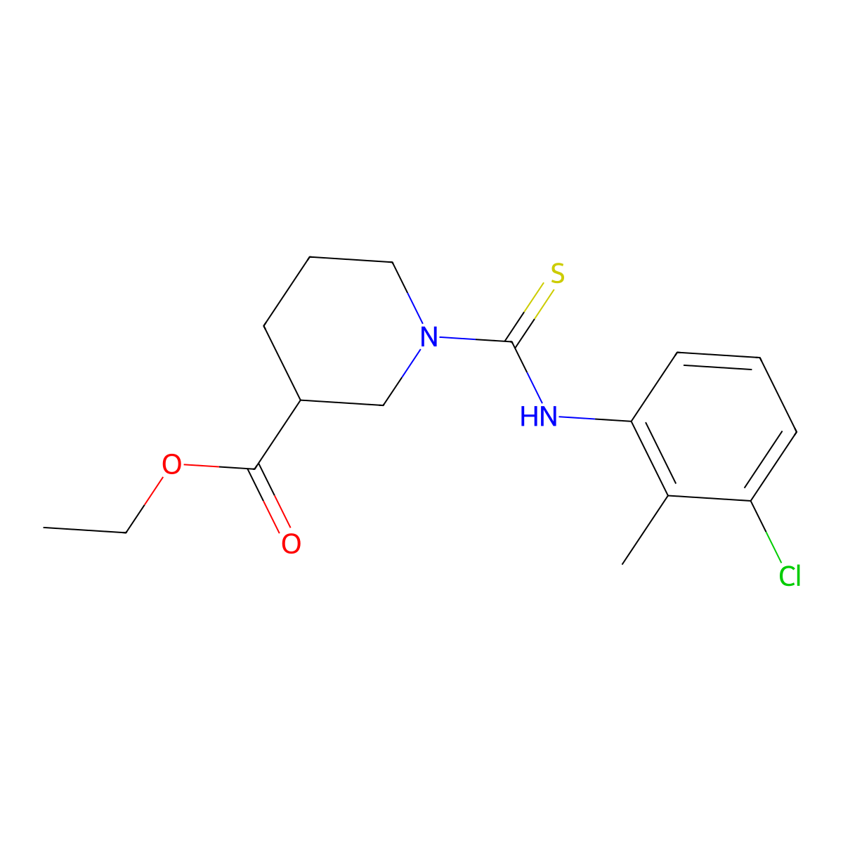 Ethyl 1-[(3-chloro-2-methylphenyl)carbamothioyl]piperidine-3-carboxylate molecular structure, CAS 516459-48-6
