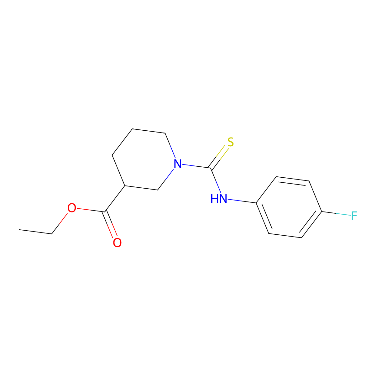 Ethyl 1-[(4-fluorophenyl)carbamothioyl]piperidine-3-carboxylate molecular structure, CAS 516459-50-0