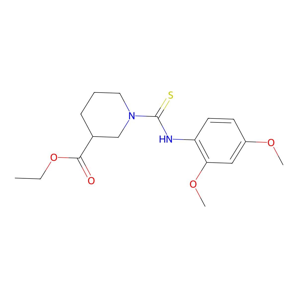 Ethyl 1-[(2,4-dimethoxyphenyl)carbamothioyl]piperidine-3-carboxylate molecular structure, CAS 516459-51-1