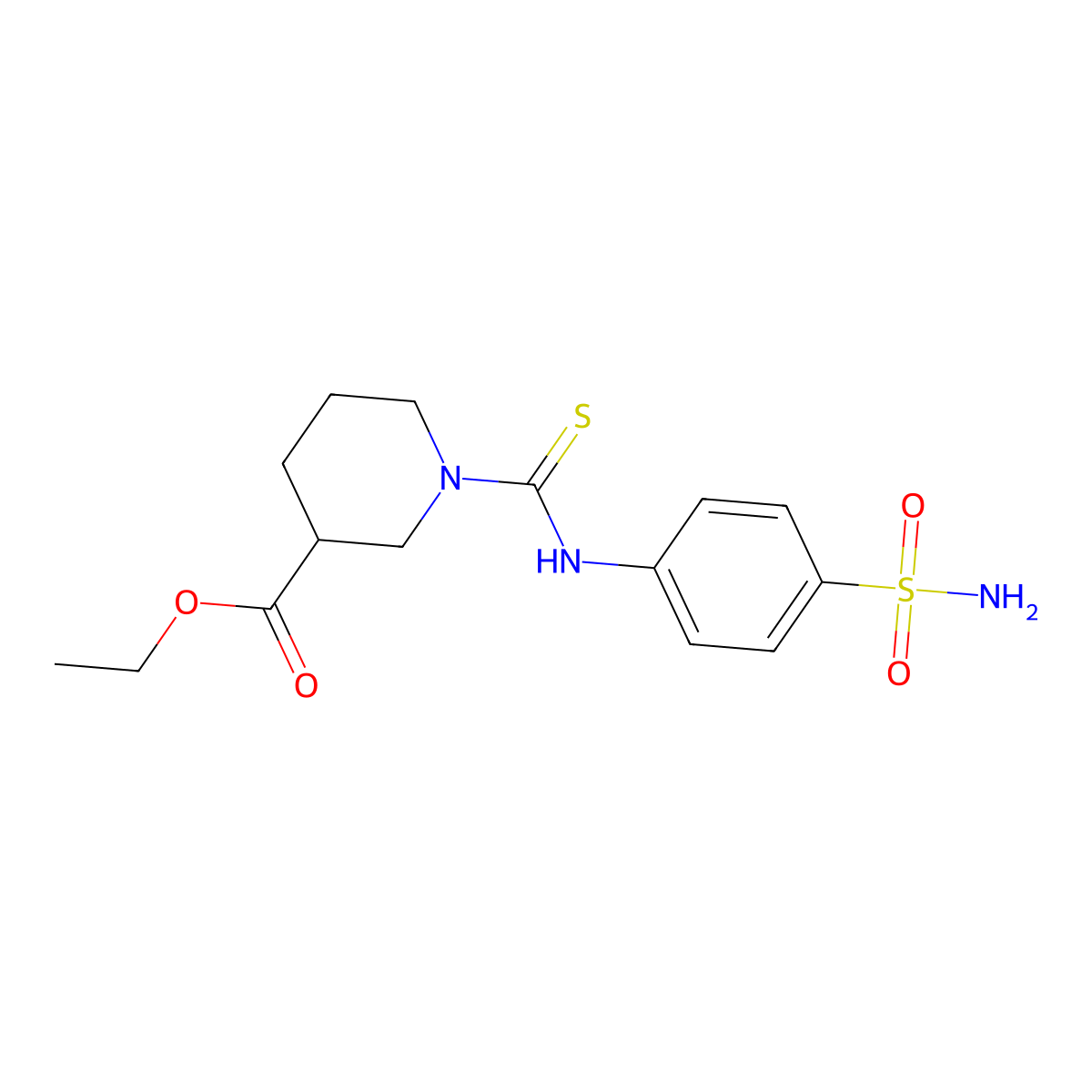 Ethyl 1-[(4-sulfamoylphenyl)carbamothioyl]piperidine-3-carboxylate molecular structure, CAS 516459-55-5