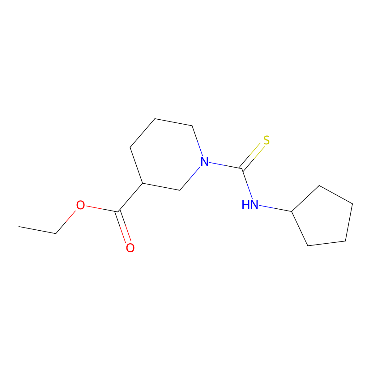 Ethyl 1-(cyclopentylcarbamothioyl)piperidine-3-carboxylate molecular structure, CAS 516459-56-6