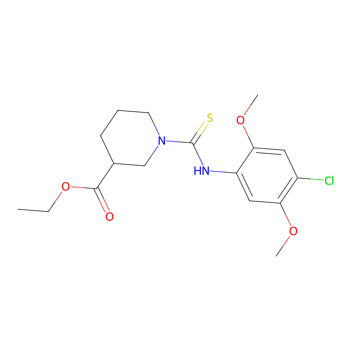 Ethyl 1-[(4-chloro-2,5-dimethoxyphenyl)carbamothioyl]piperidine-3-carboxylate molecular structure, CAS 516459-57-7