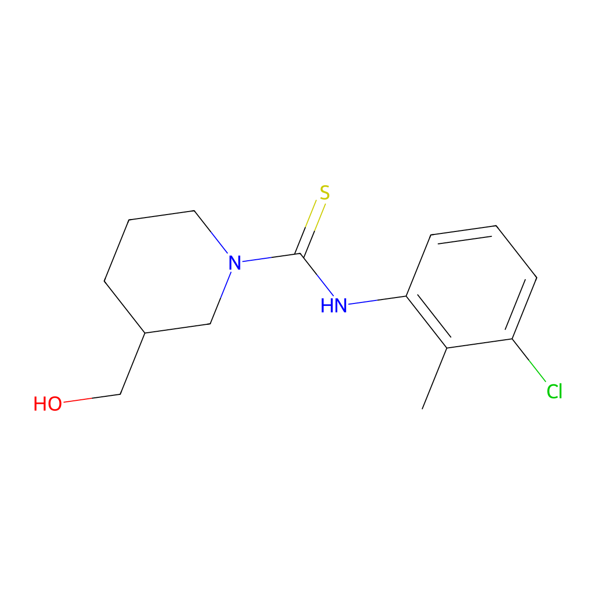 N-(3-chloro-2-methylphenyl)-3-(hydroxymethyl)piperidine-1-carbothioamide molecular structure, CAS 516459-58-8