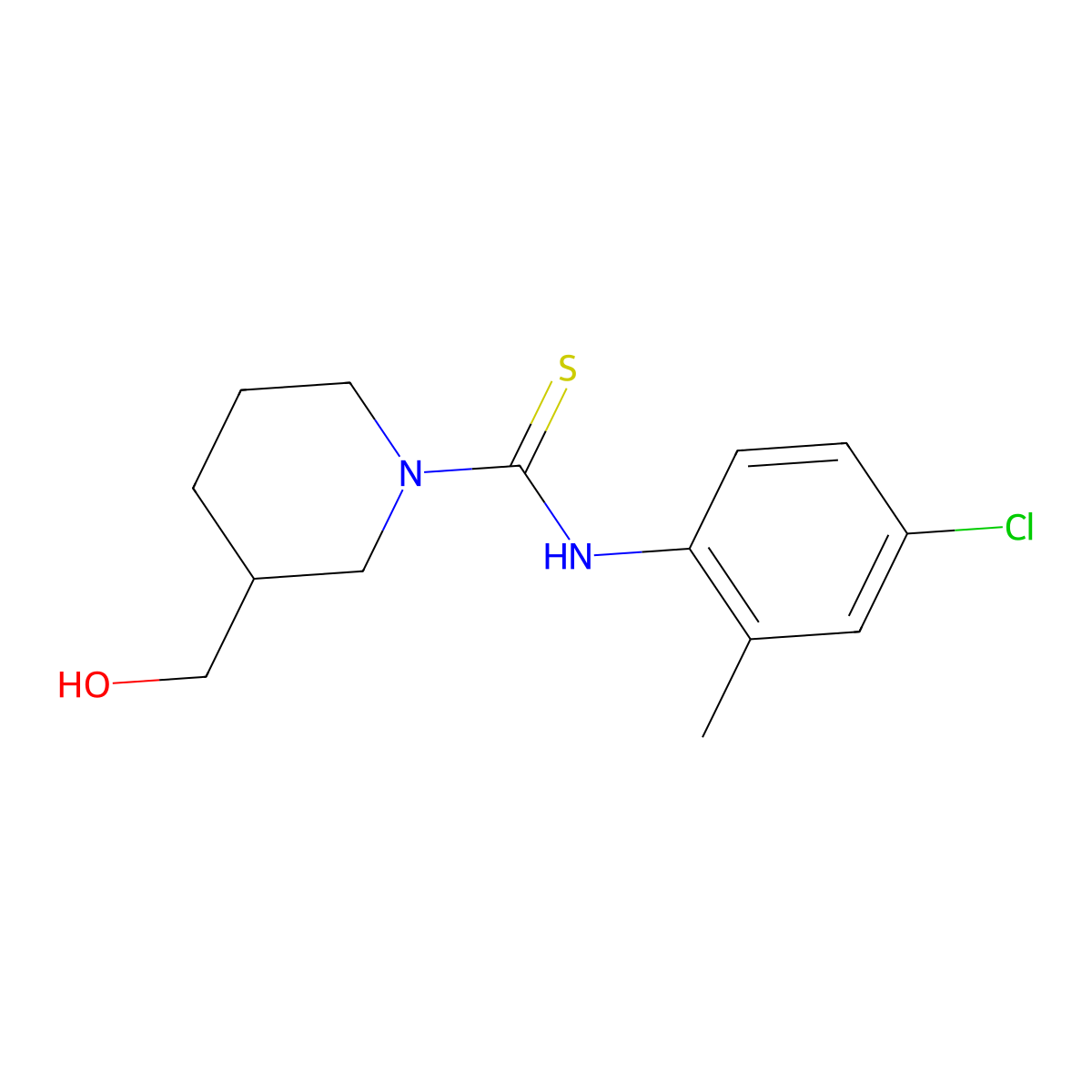 N-(4-chloro-2-methylphenyl)-3-(hydroxymethyl)piperidine-1-carbothioamide molecular structure, CAS 516459-59-9