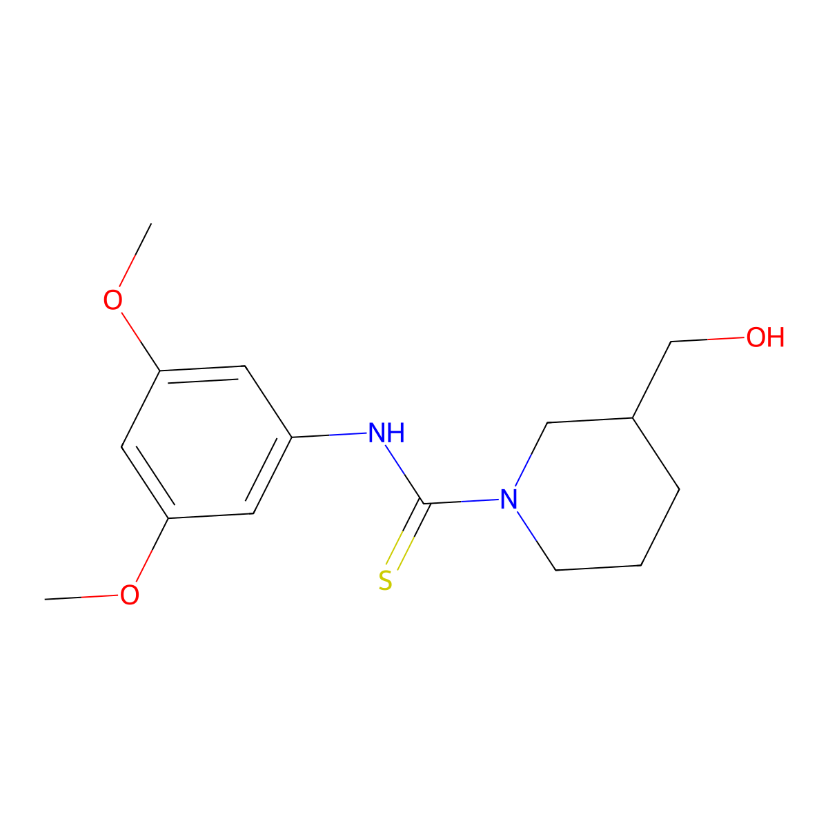 N-(3,5-dimethoxyphenyl)-3-(hydroxymethyl)piperidine-1-carbothioamide molecular structure, CAS 516459-62-4