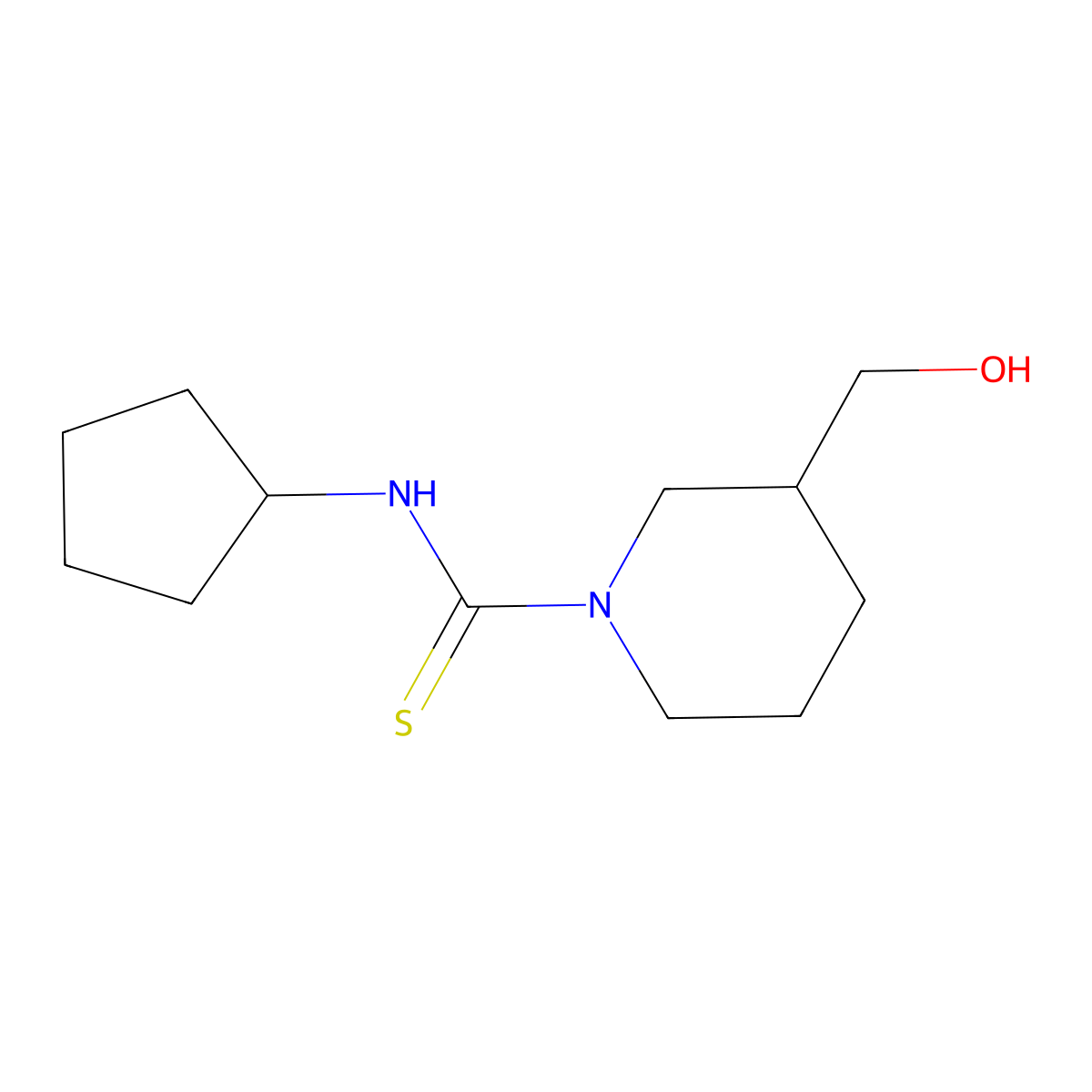 N-cyclopentyl-3-(hydroxymethyl)piperidine-1-carbothioamide molecular structure, CAS 516459-65-7