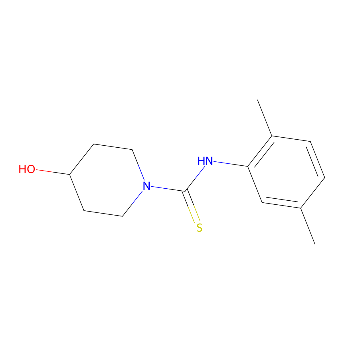 N-(2,5-dimethylphenyl)-4-hydroxypiperidine-1-carbothioamide molecular structure, CAS 516459-67-9