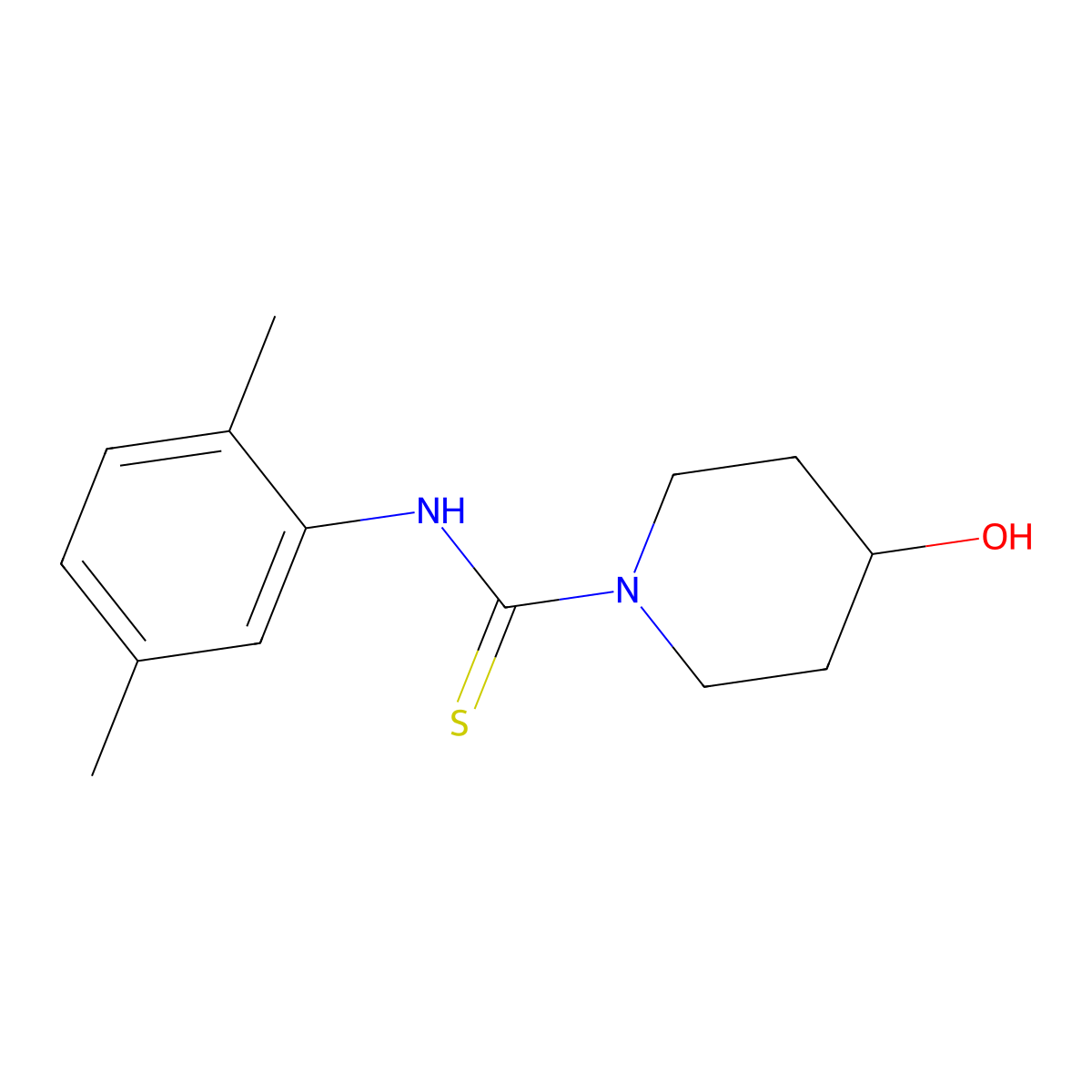 N-(2,5-dimethylphenyl)-4-hydroxypiperidine-1-carbothioamide molecular structure, CAS 516459-67-9
