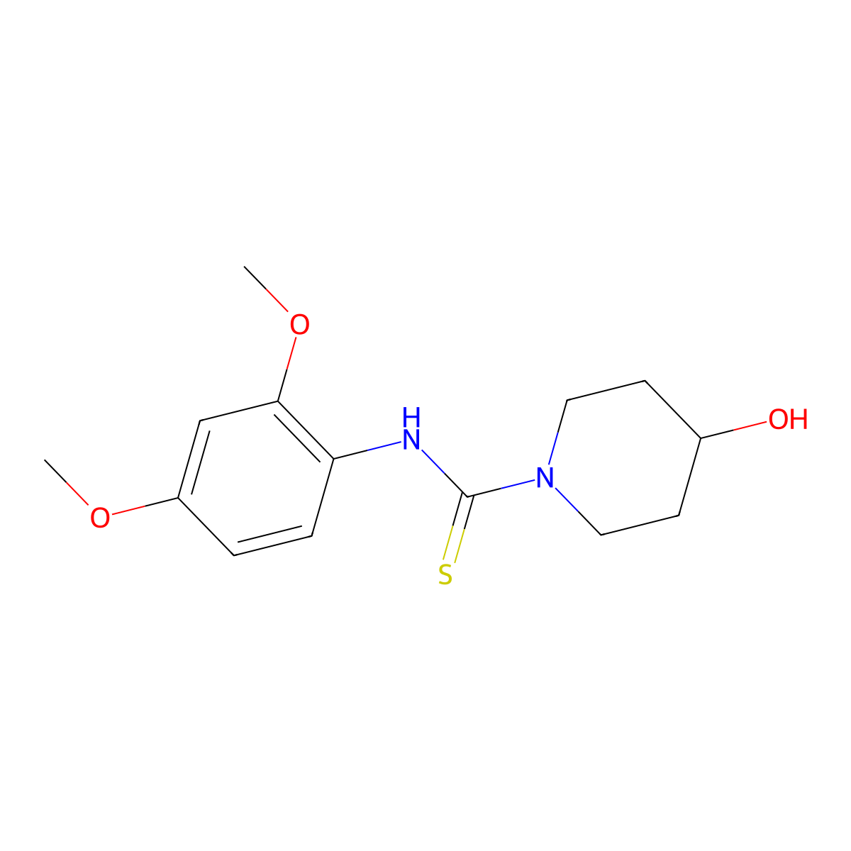 N-(2,4-dimethoxyphenyl)-4-hydroxypiperidine-1-carbothioamide molecular structure, CAS 516459-73-7