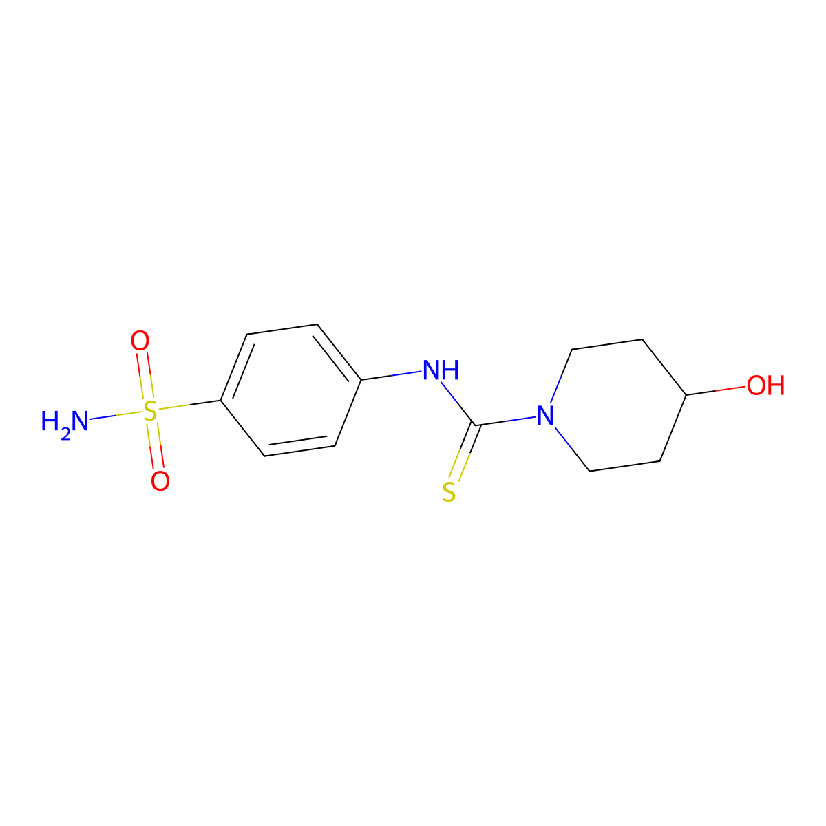 4-hydroxy-N-(4-sulfamoylphenyl)piperidine-1-carbothioamide molecular structure, CAS 516459-77-1