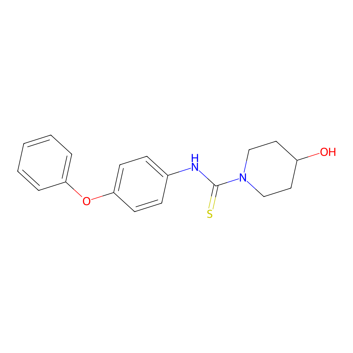 4-hydroxy-N-(4-phenoxyphenyl)piperidine-1-carbothioamide molecular structure, CAS 516459-78-2