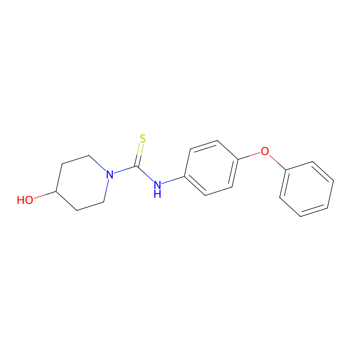 4-hydroxy-N-(4-phenoxyphenyl)piperidine-1-carbothioamide molecular structure, CAS 516459-78-2