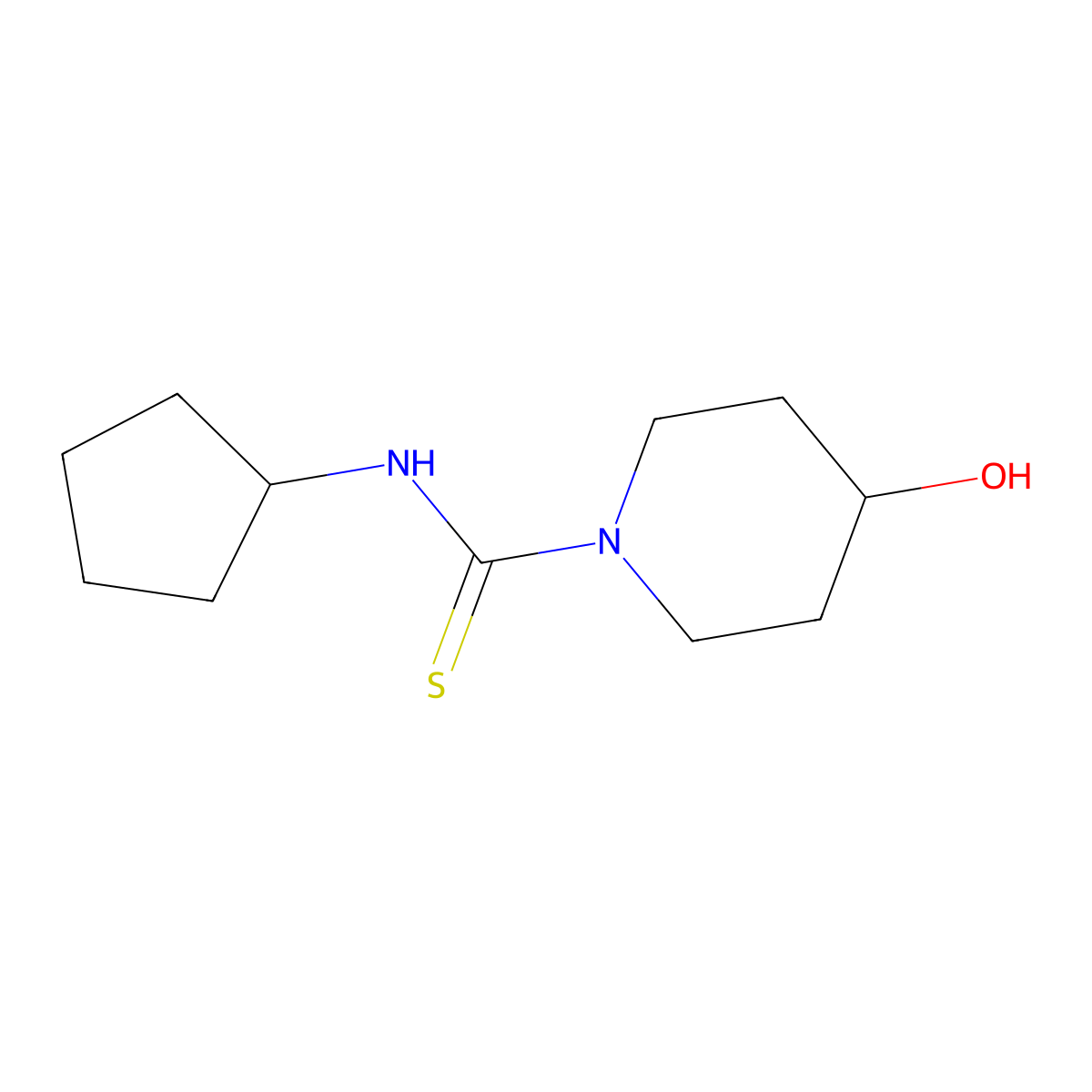 N-cyclopentyl-4-hydroxypiperidine-1-carbothioamide molecular structure, CAS 516459-79-3