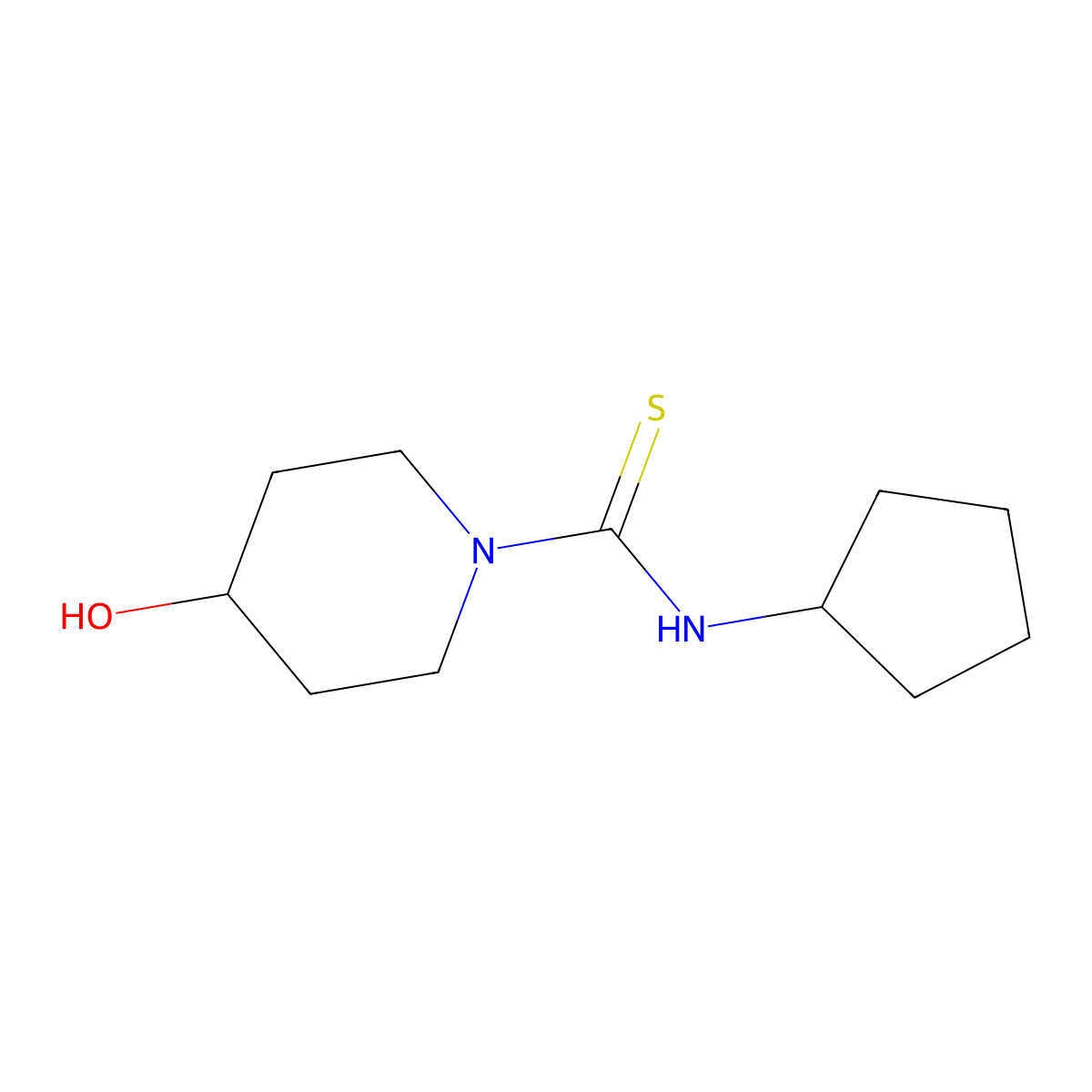 N-cyclopentyl-4-hydroxypiperidine-1-carbothioamide molecular structure, CAS 516459-79-3