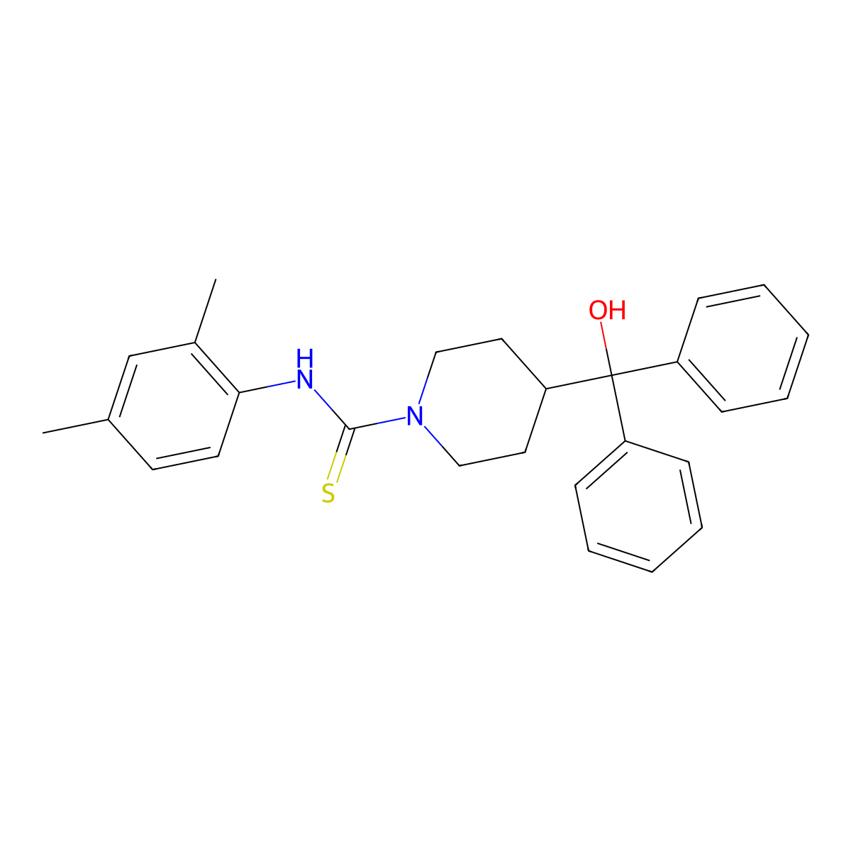 N-(2,4-dimethylphenyl)-4-[hydroxy(diphenyl)methyl]piperidine-1-carbothioamide molecular structure, CAS 516459-81-7