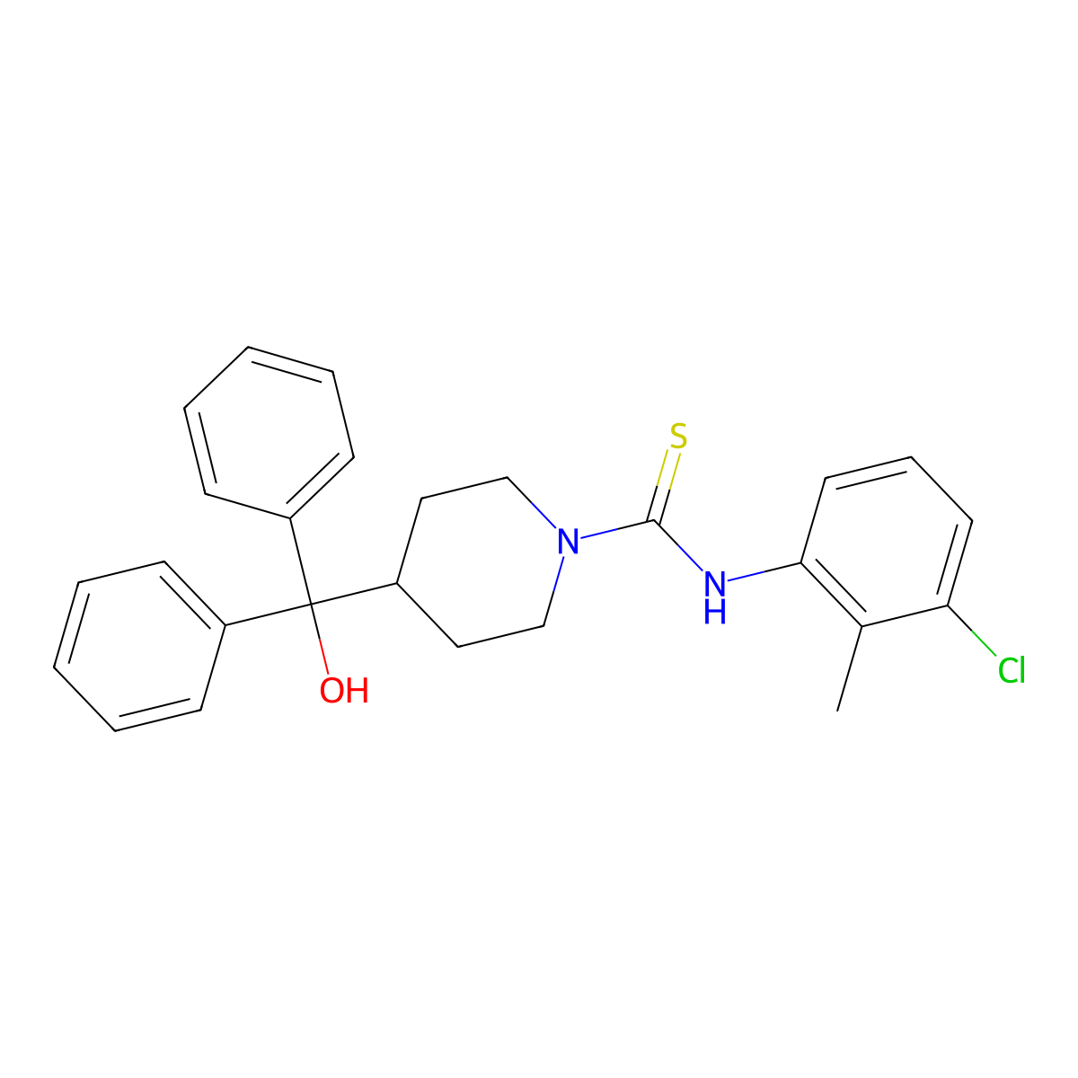 N-(3-chloro-2-methylphenyl)-4-[hydroxy(diphenyl)methyl]piperidine-1-carbothioamide molecular structure, CAS 516459-84-0