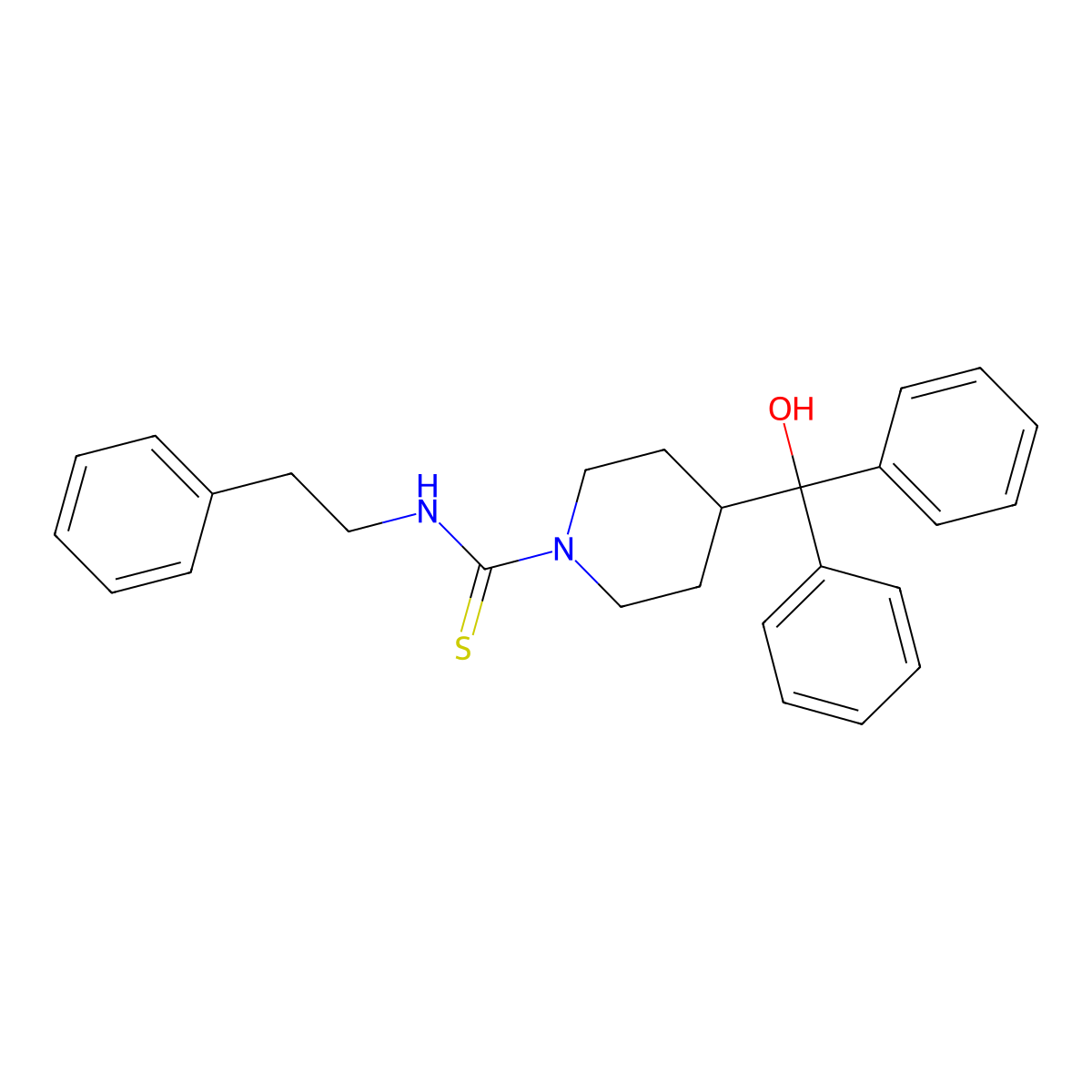 4-[hydroxy(diphenyl)methyl]-N-(2-phenylethyl)-1-piperidinecarbothioamide molecular structure, CAS 516459-87-3