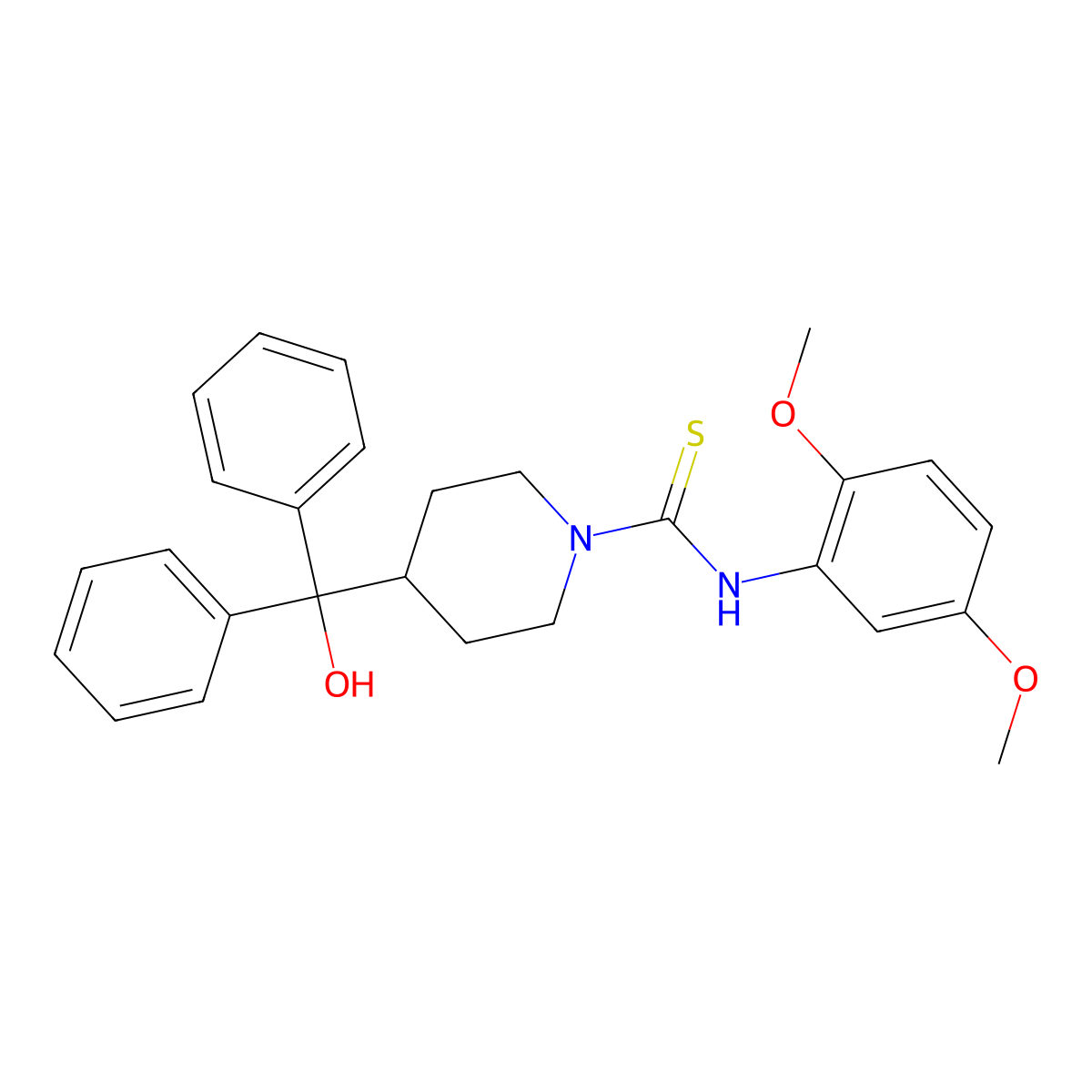 N-(2,5-dimethoxyphenyl)-4-[hydroxy(diphenyl)methyl]piperidine-1-carbothioamide molecular structure, CAS 516459-89-5