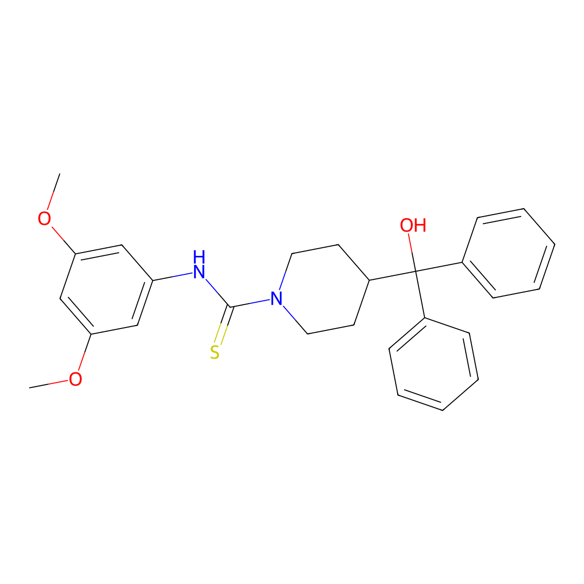N-(3,5-dimethoxyphenyl)-4-[hydroxy(diphenyl)methyl]-1-piperidinecarbothioamide molecular structure, CAS 516459-90-8